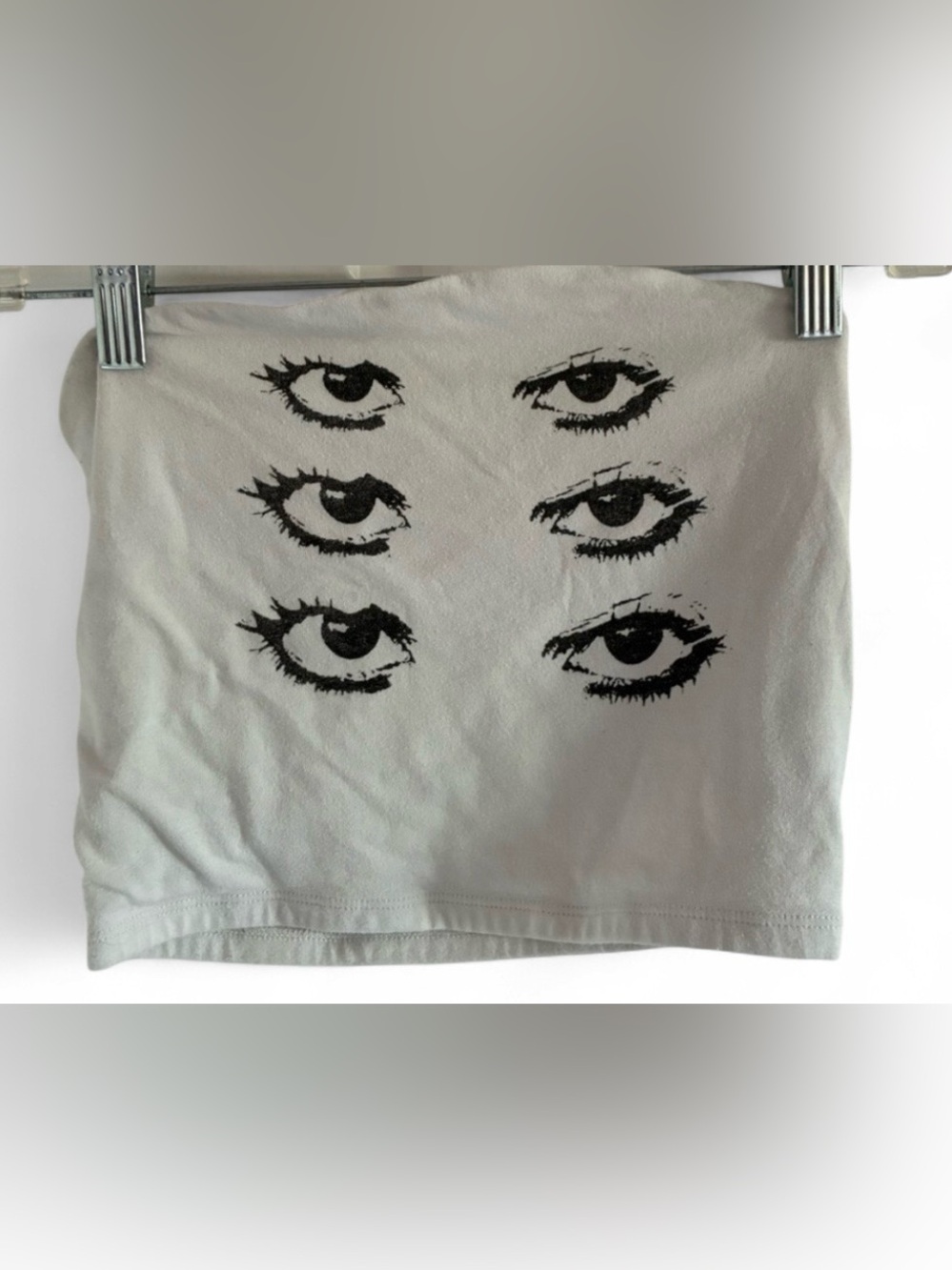 Garage Cotton White Tube Top with Eyes and Red Script on the Back - As Is